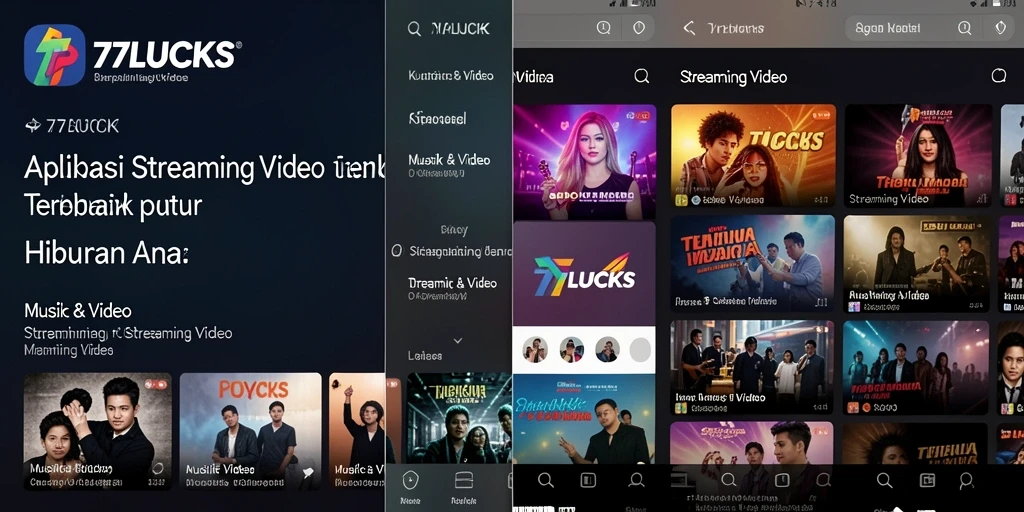 Tampilan antarmuka aplikasi 77LUCKS untuk Streaming Video yang menarik.