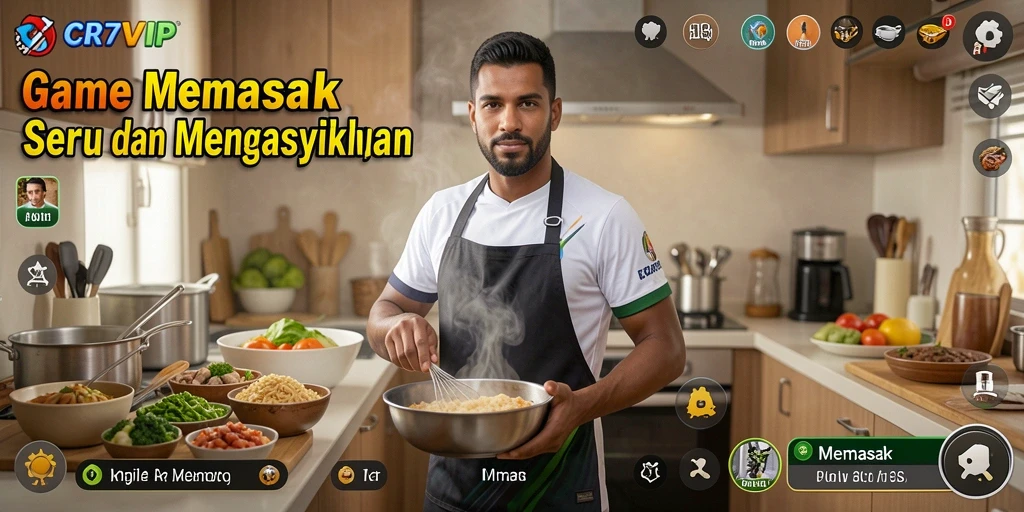 Antarmuka menarik game Memasak yang dapat menginspirasi para pemain.