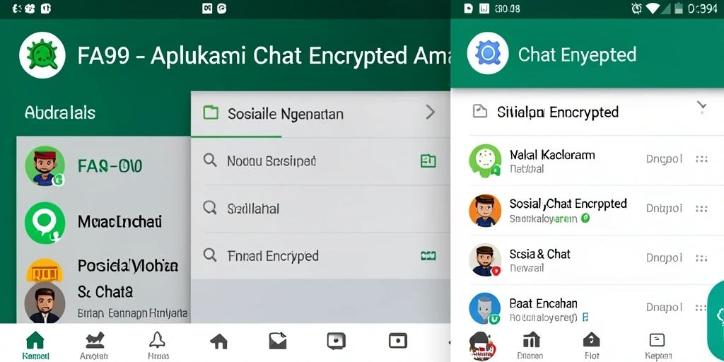 Antarmuka pengguna aplikasi FA99 untuk chat yang aman.