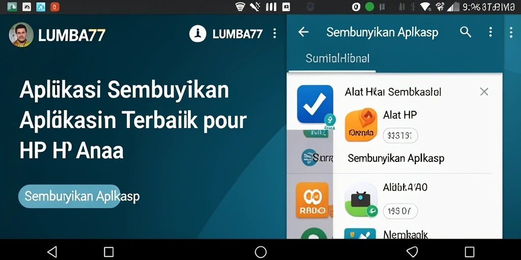 Antarmuka sederhana LUMBA77 untuk menyembunyikan aplikasi dengan mudah.