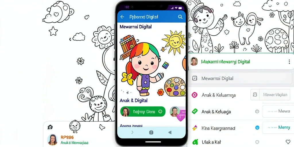 Tampilan antarmuka menarik dari aplikasi Mewarnai Digital.